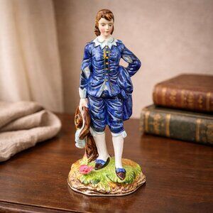 Vintage Blue Boy Figurine Porcelain Hand Painted Gainsborough Style Collectible